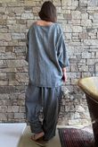 Lindin Linen Blend Crochet Flower Top Washed Charcoal